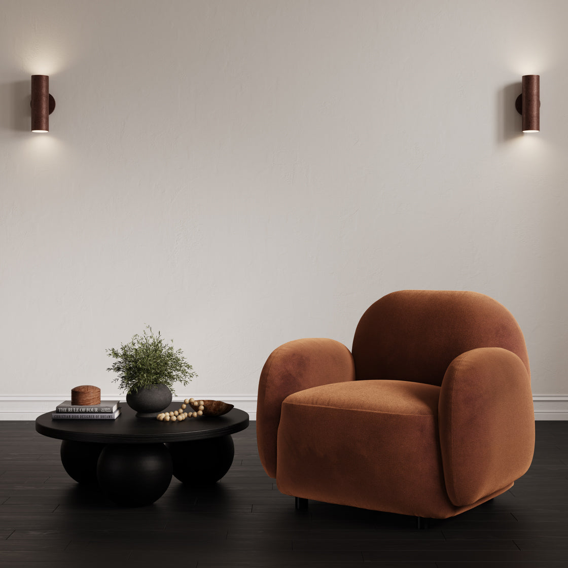 Hagu Rust Orange Chenille Accent Armchair
